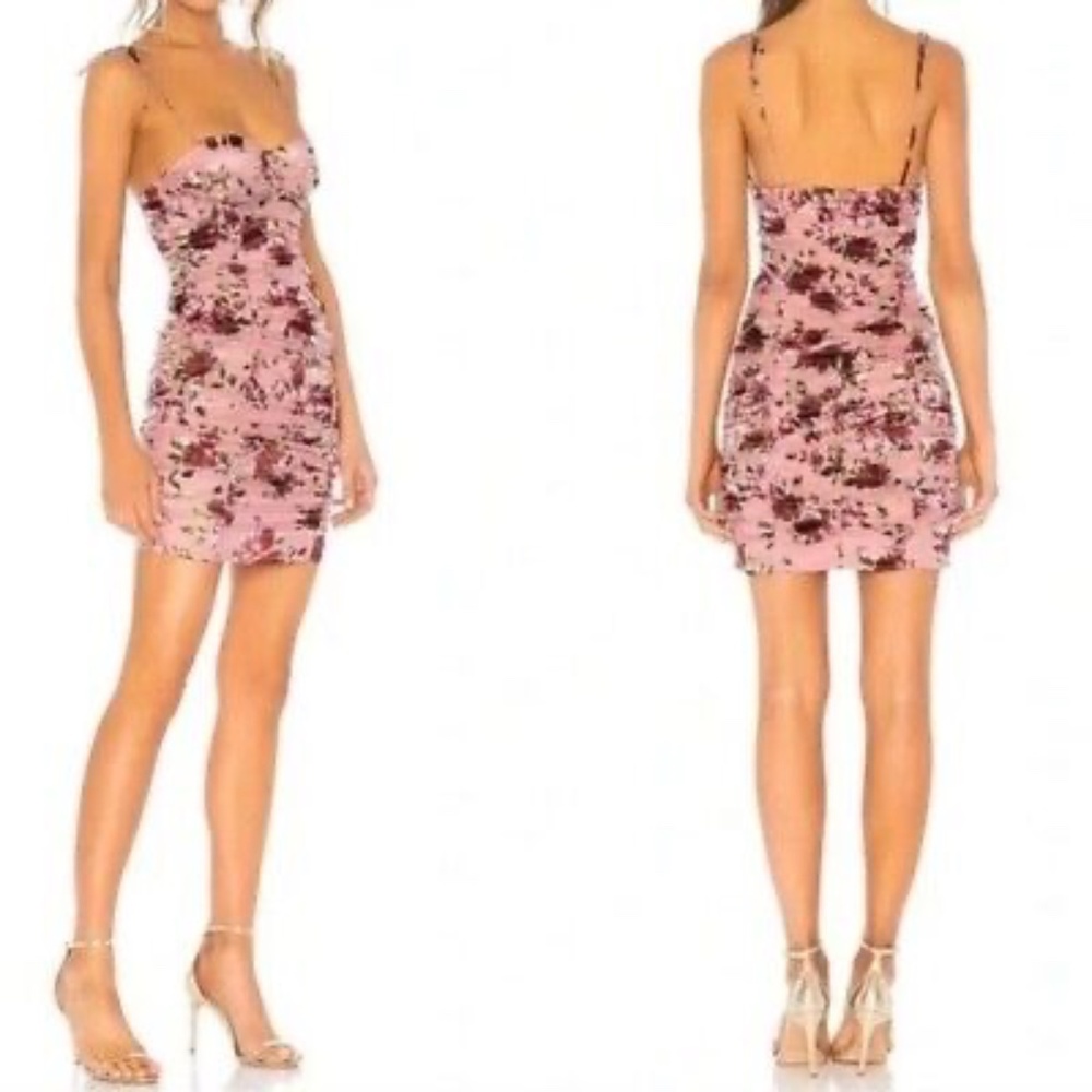 LPA - floral ruched chiffon mini dress
